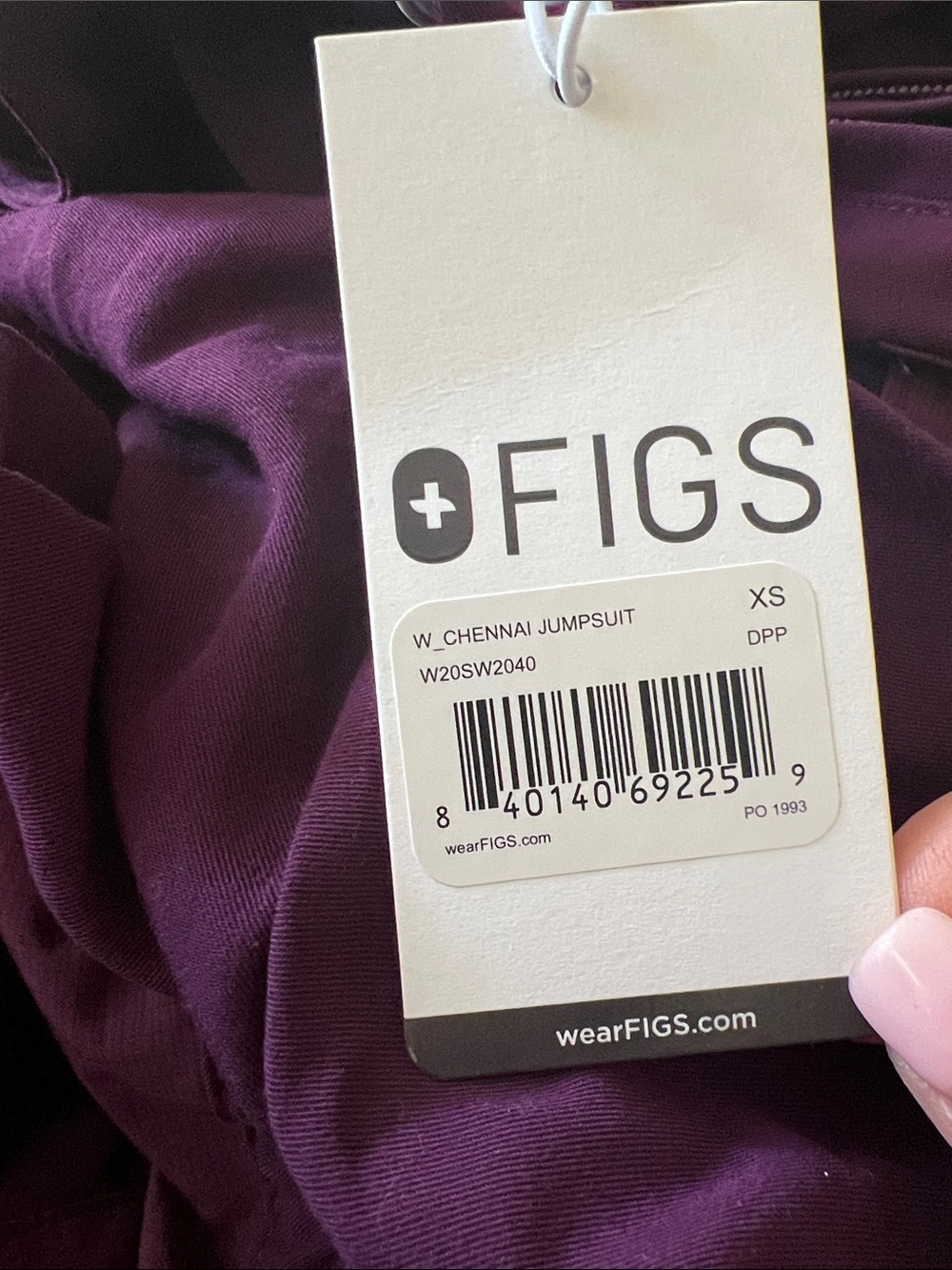 Sold eBay NWT Figs Chennai Jumpsuit in Deep Purple Joggers Scrubs Size XS - Picture 2 of 4